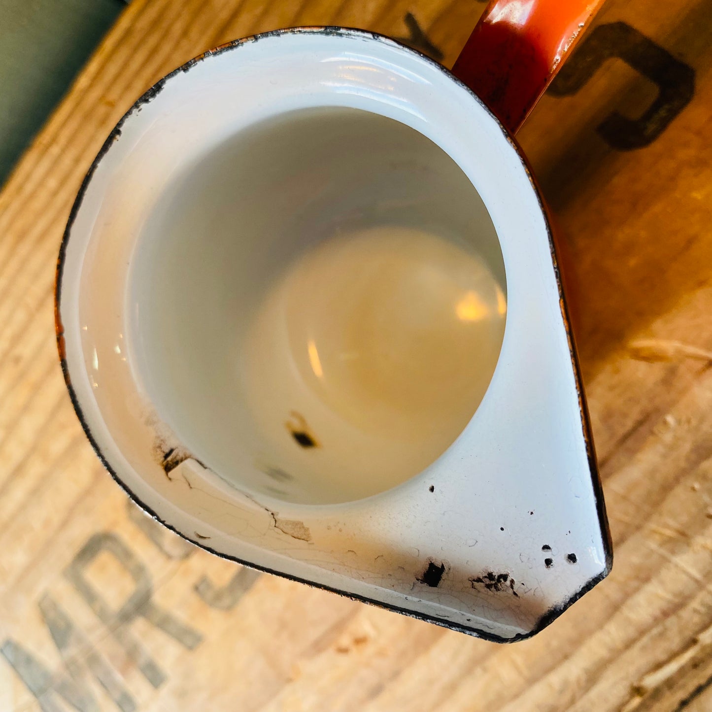 【vintage】琺瑯 ミルクパン ソースパン オレンジ