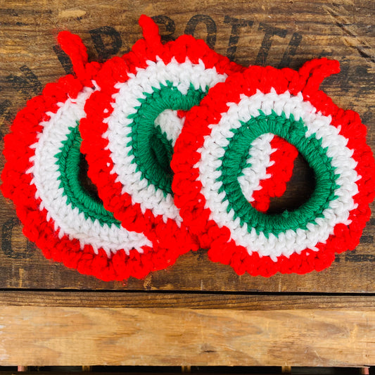 【USA vintage】鍵あみ コースター クリスマスカラー セット