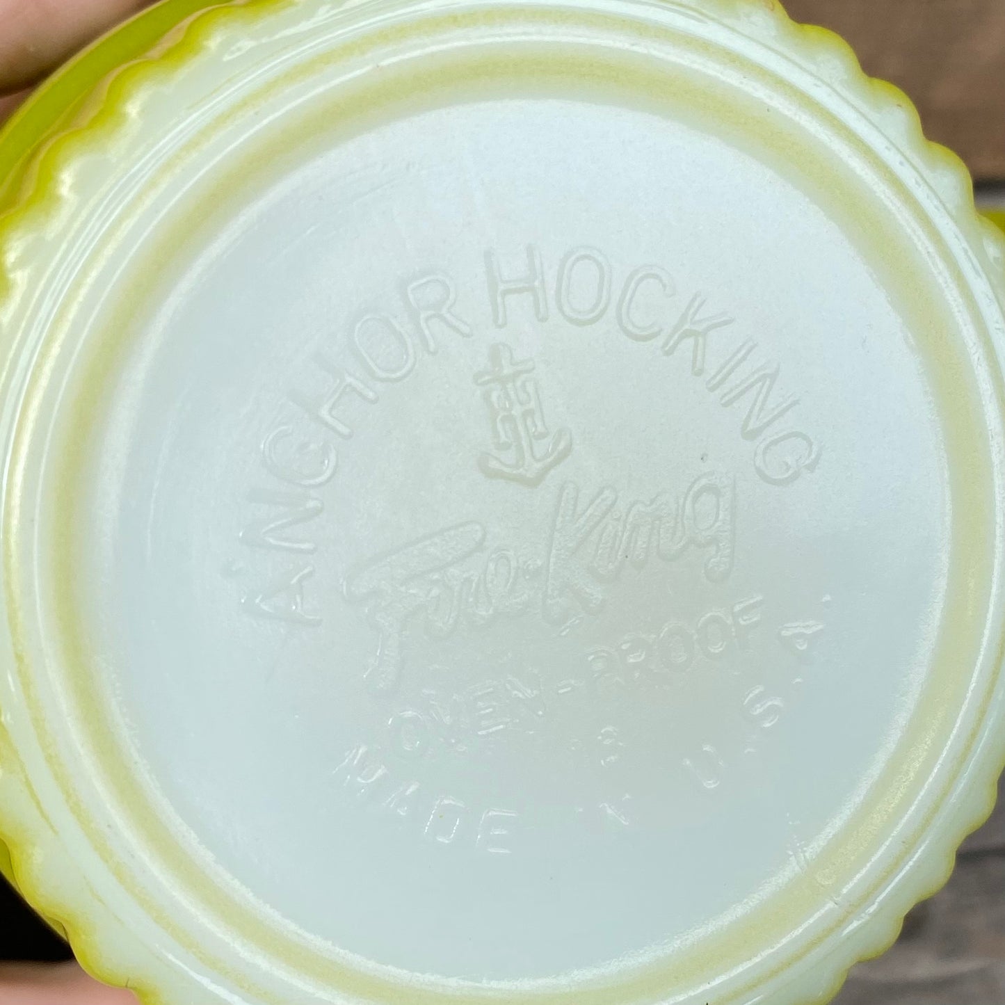 【1960s USA vintage】FIRE KING リブボトムマグ グリーン