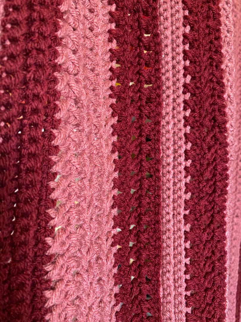 【1970s USA vintage】グラニーブランケット ボルドー×ピンク