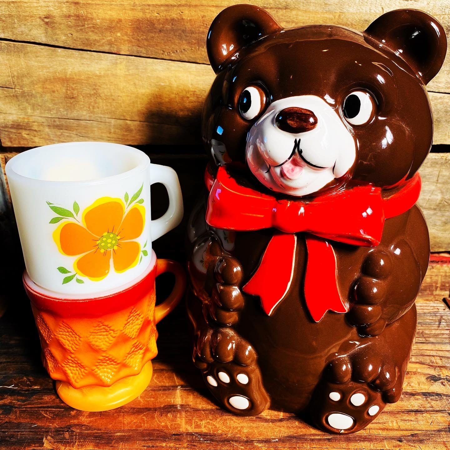 【1950s JPN vintage】クッキージャー 小物入れ くま