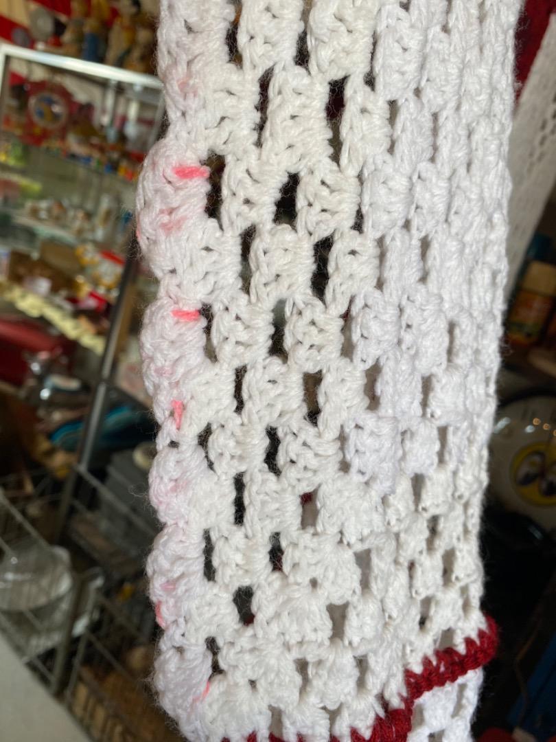 【1970s USA vintage】グラニーブランケット ホワイト×ボルドー