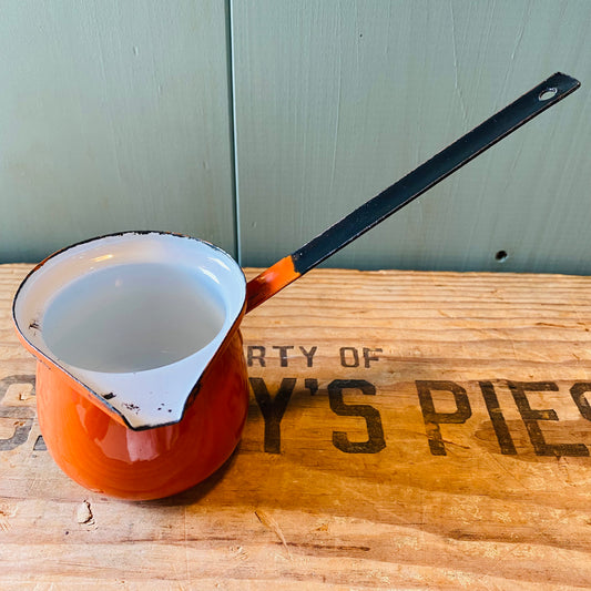 【vintage】琺瑯 ミルクパン ソースパン オレンジ