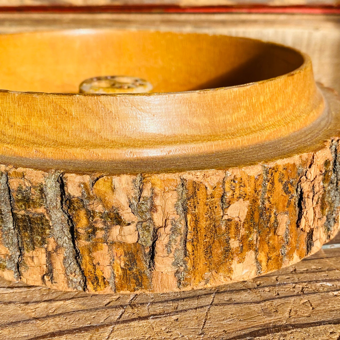 【USA vintage】アッシュトレイ 木製 切り株 灰皿