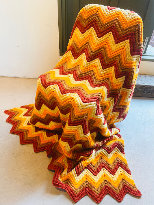 【1970s USA vintage】グラニーブランケット マルチカバー ギザギザ