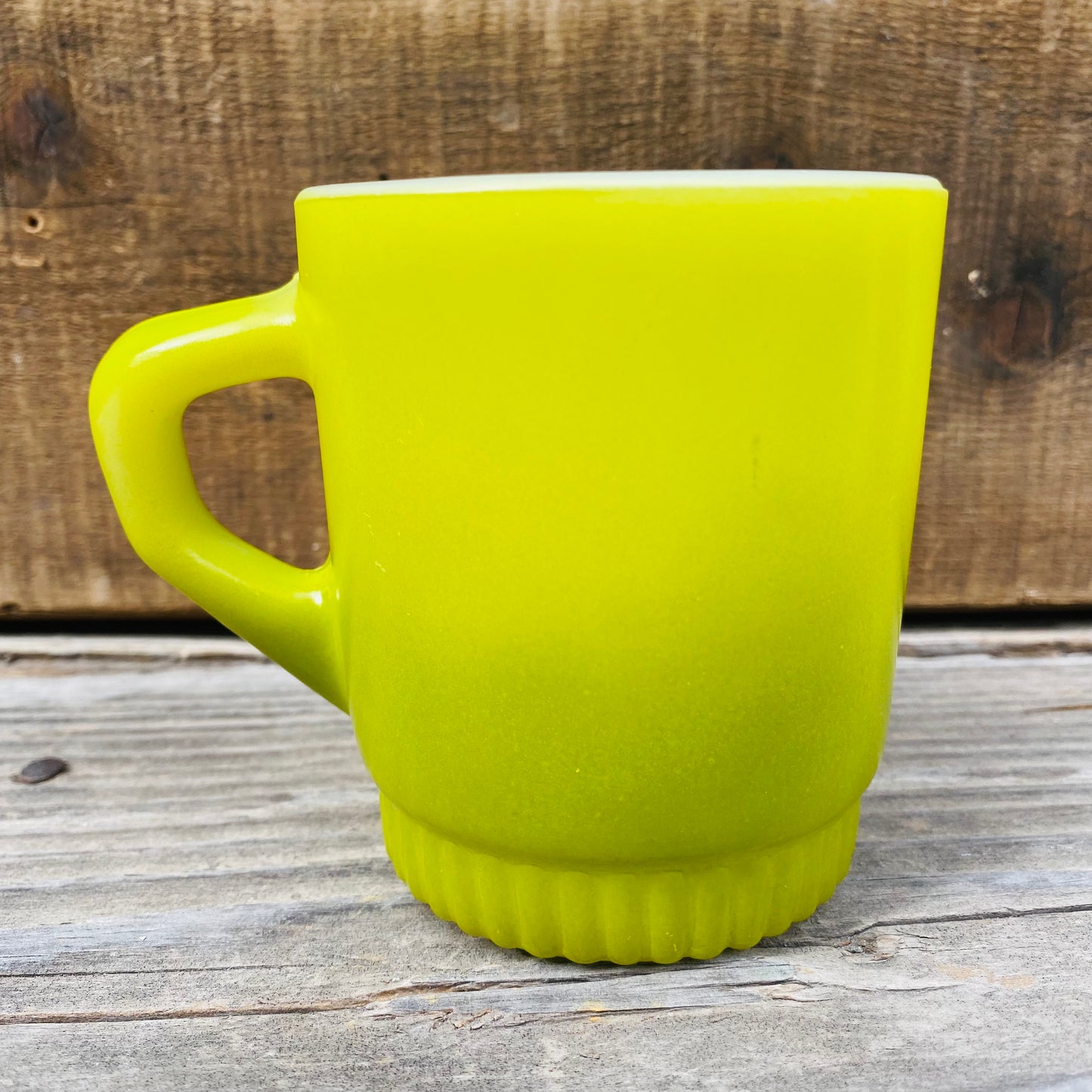 【1960s USA vintage】FIRE KING リブボトムマグ グリーン