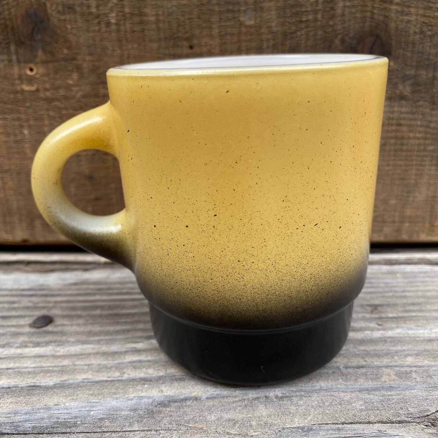 【1960s USA vintage】FIRE KING スタッキングマグ 黄黒 イエロー×ブラック