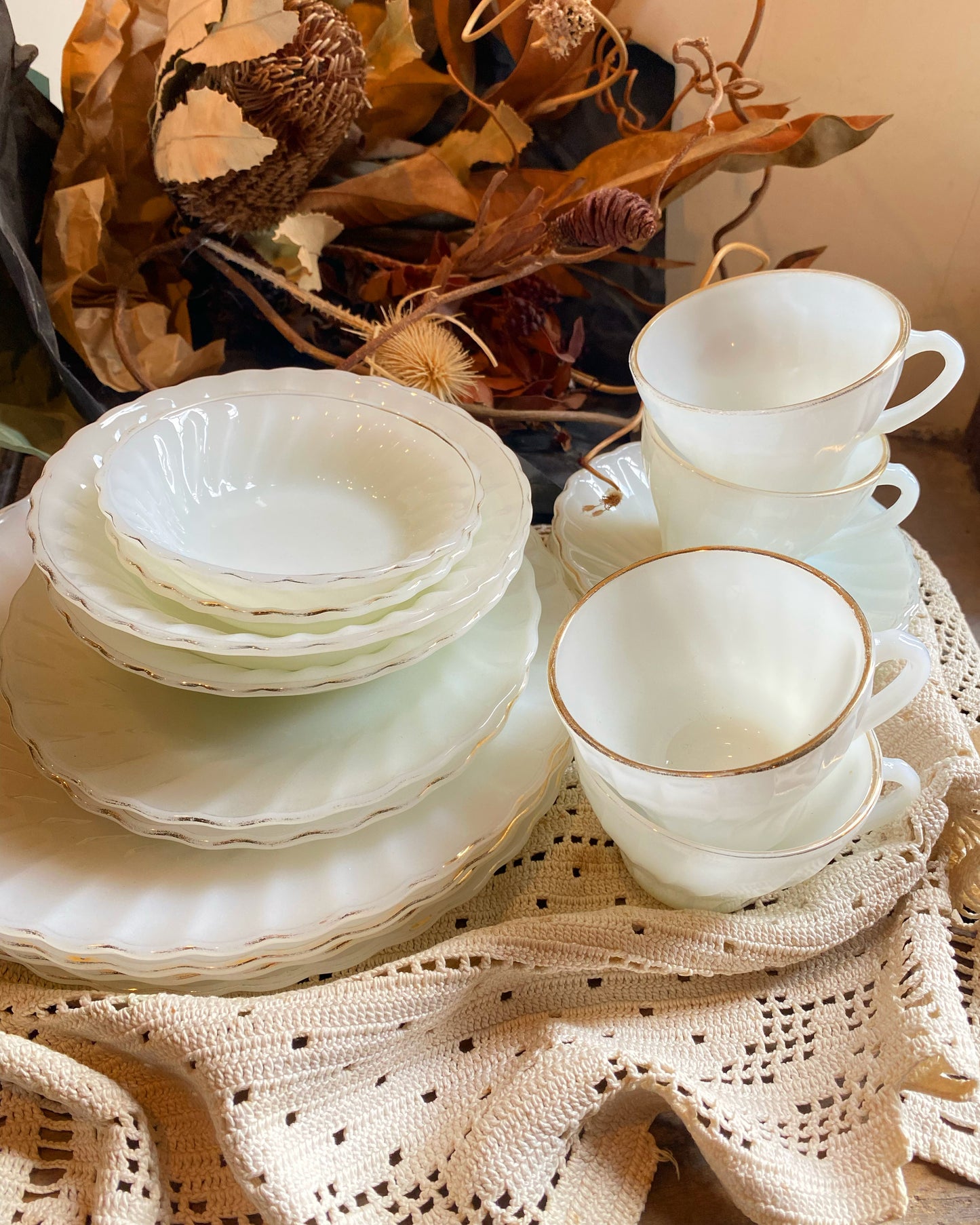 【1960s USA vintage】 FIRE KING ゴールドリム プレート①