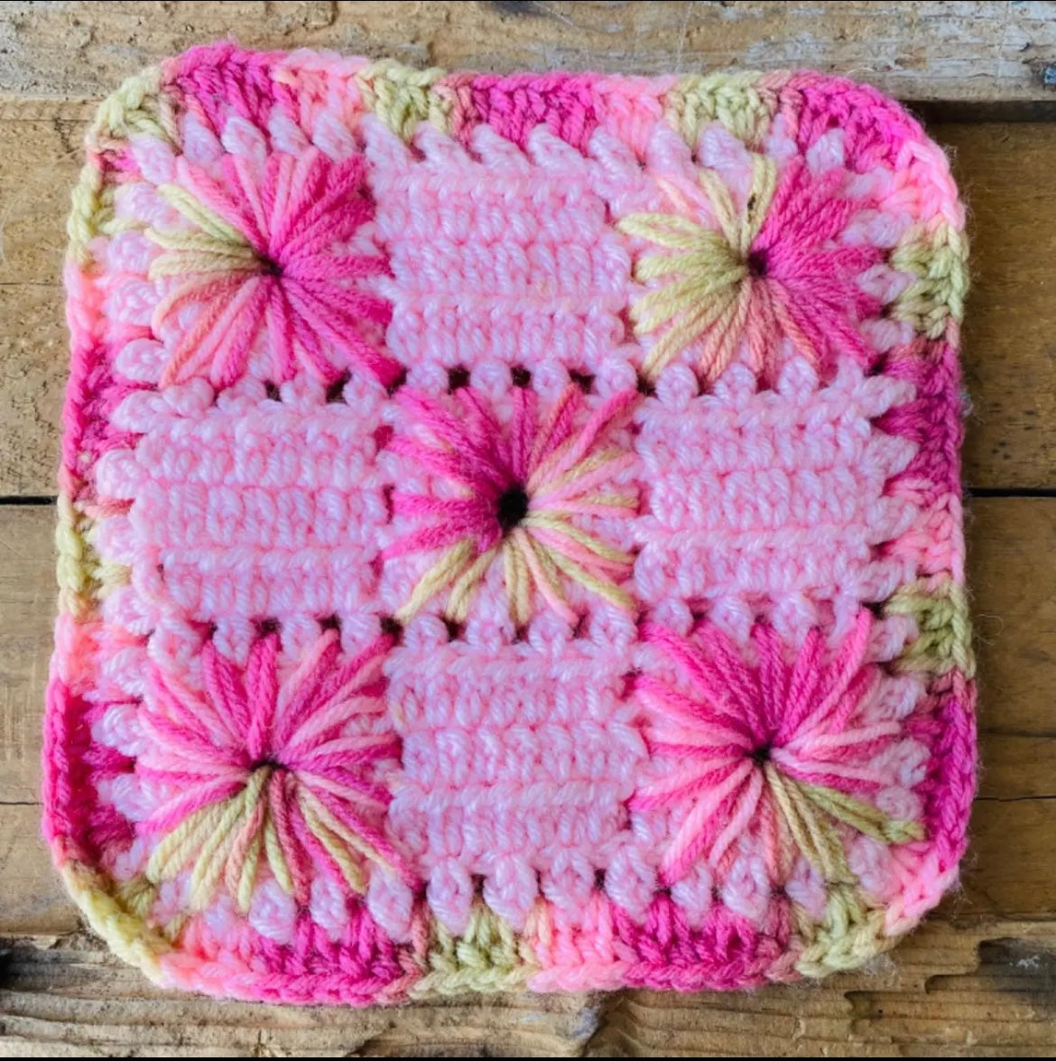 【1970s USA vintage】鍵あみ プランツラグ 鍋敷き 敷物 ④