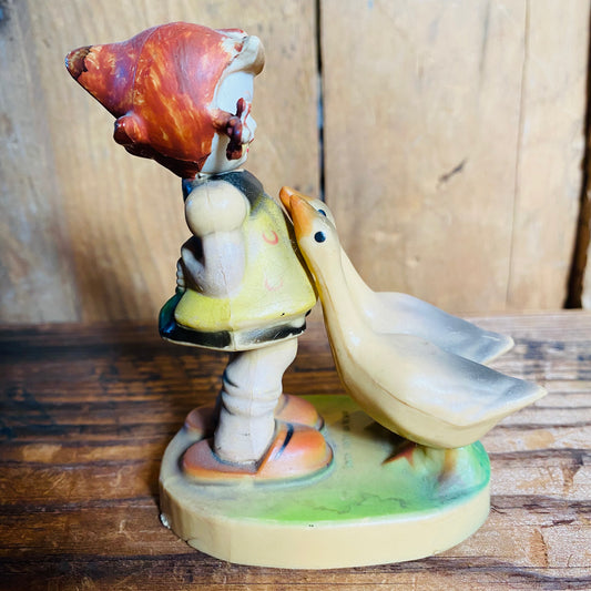 【vintage】置物 アヒルと女の子