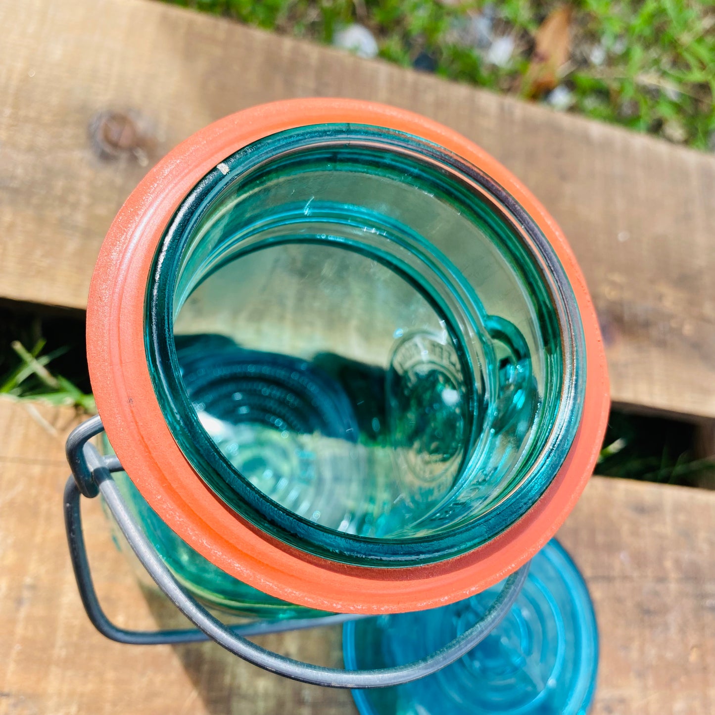 【USA vintage】Ball ワイヤーバンド ガラスジャー ブルー