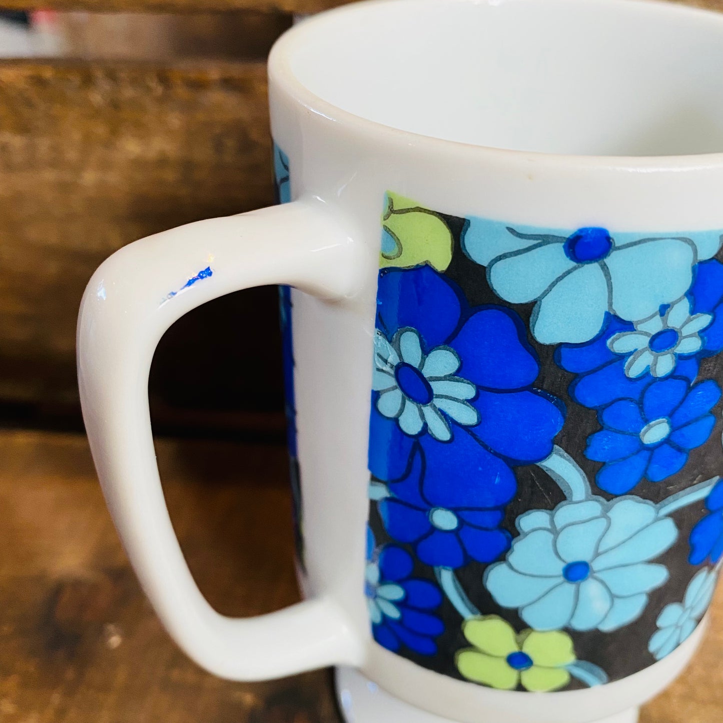 【vintage】レトロ 花柄 足つきマグカップ