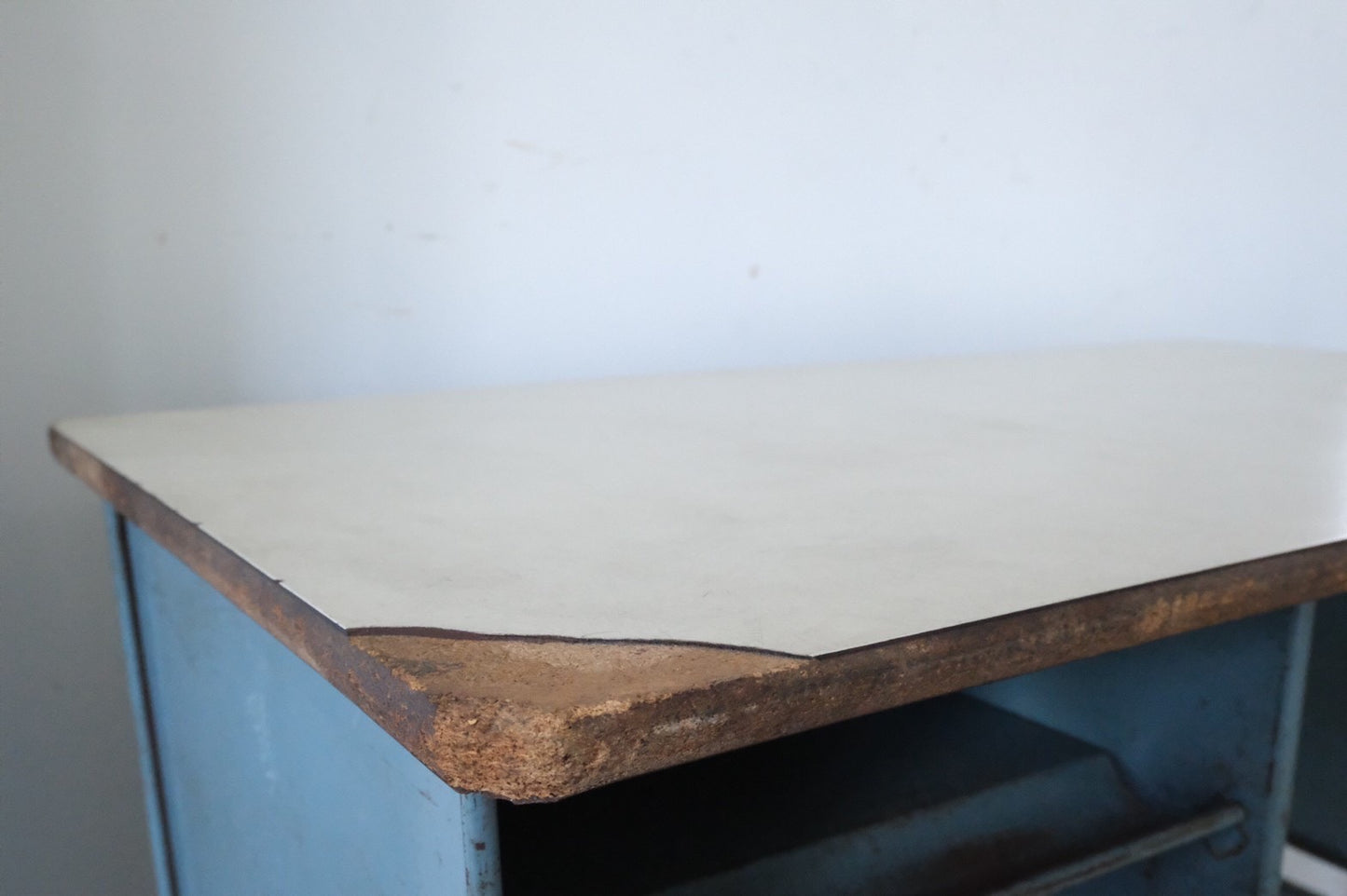【USA vintage】ビンテージデスク ブルー 作業台 片袖机 学習机