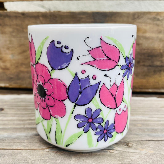 【JPN vintage】花柄 レトロマグカップ パープル