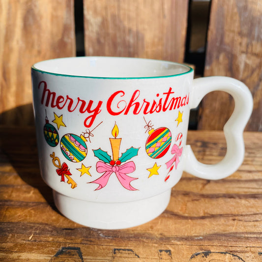 【70s JPN vintage】クリスマスマグカップ キャンドル&オーナメント