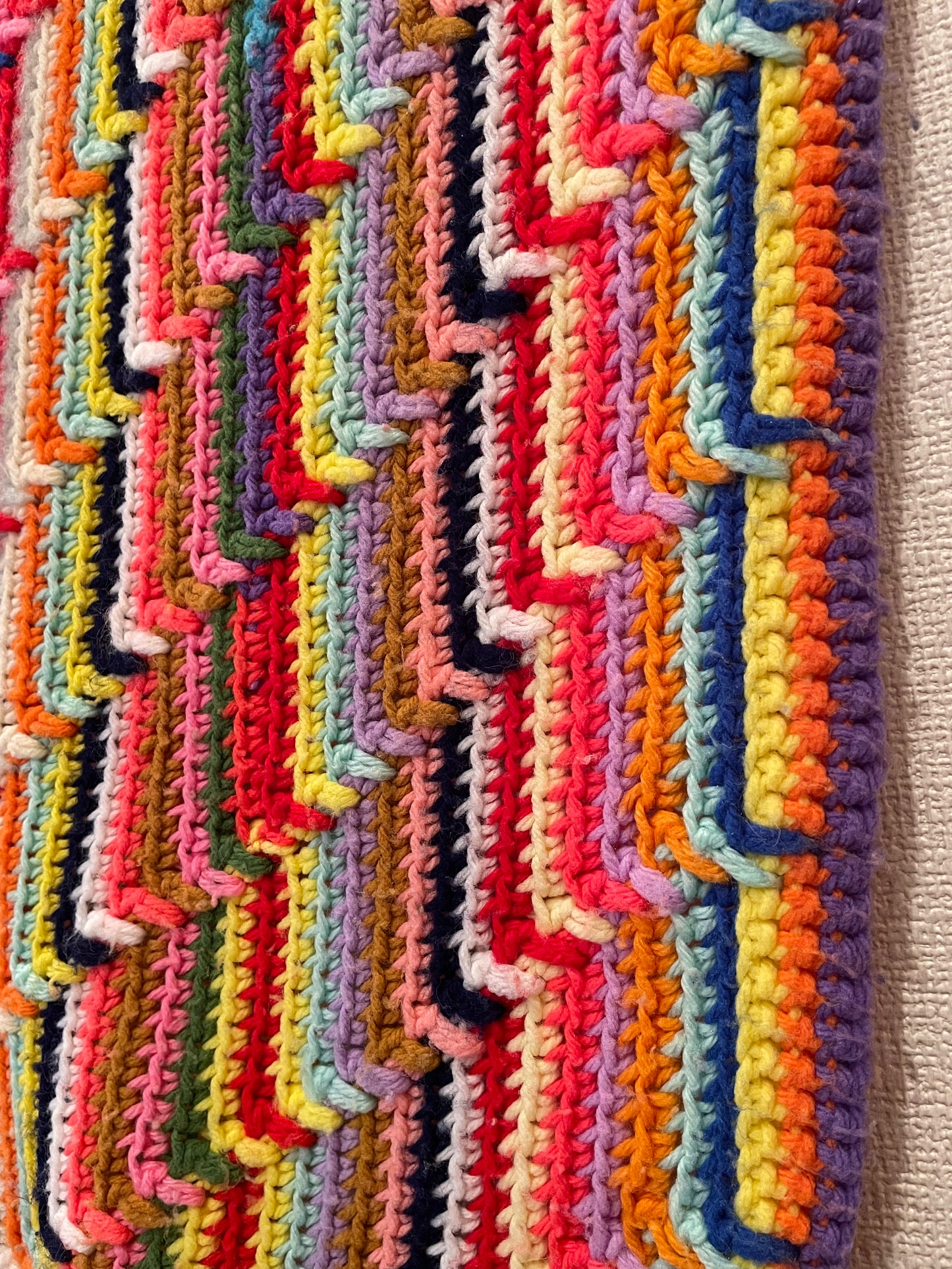 【USA vintage】グラニーブランケット レインボーカラー フリンジつき