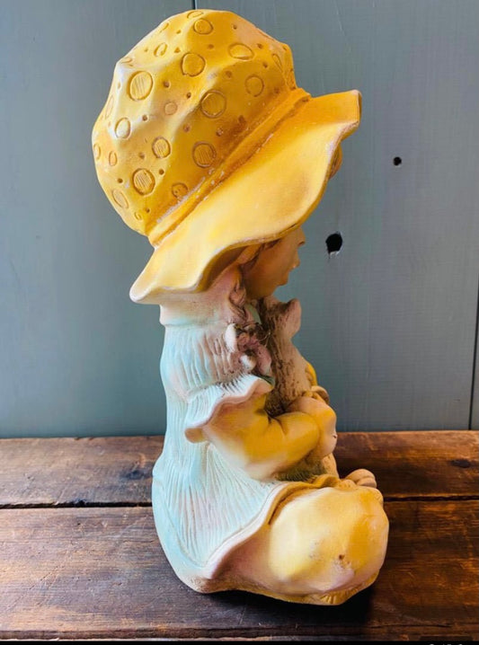 【1974 USA vintage】猫を抱く少女 置物