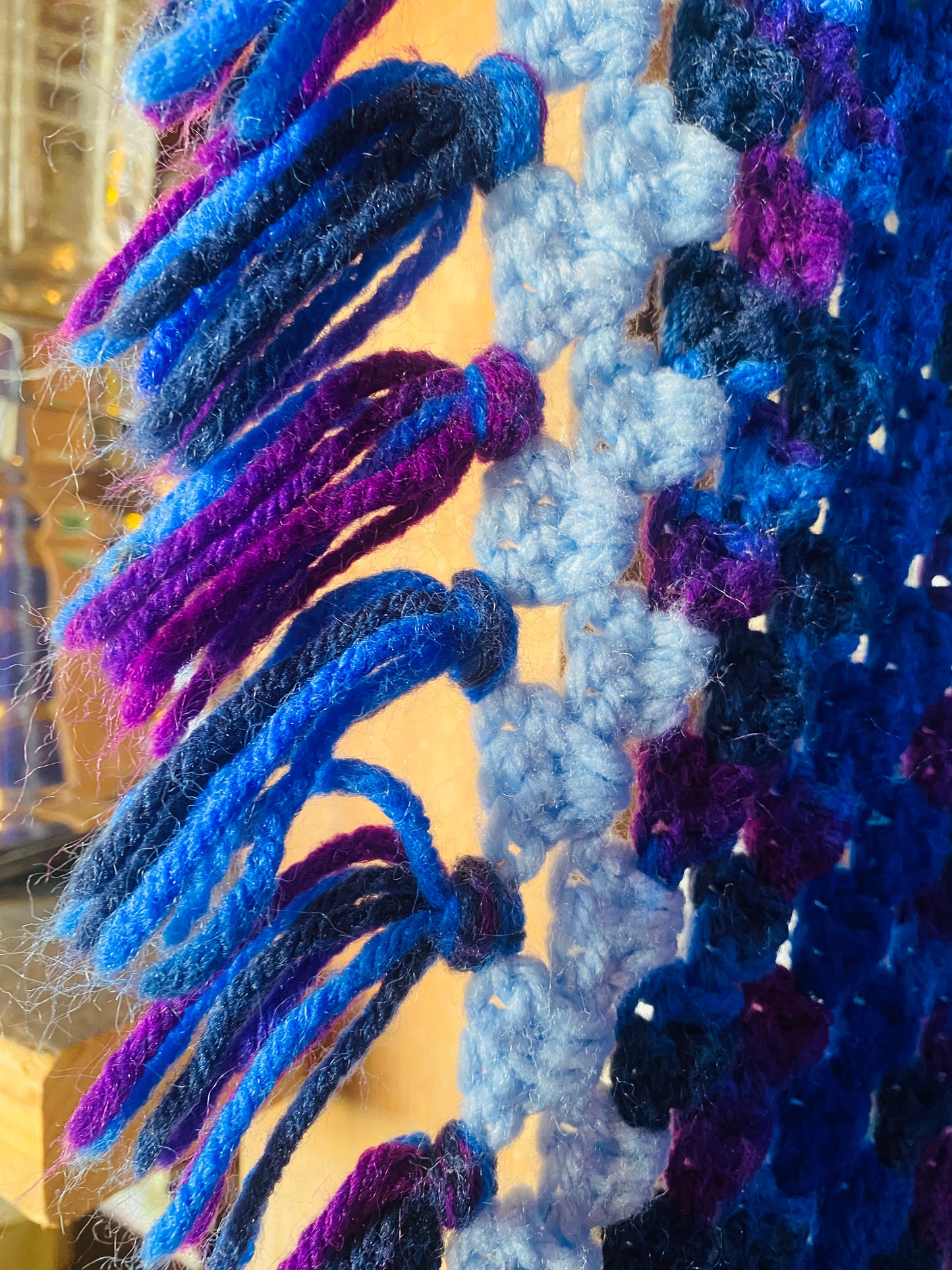 【1970s USA vintage】グラニーブランケット マルチカバー 青