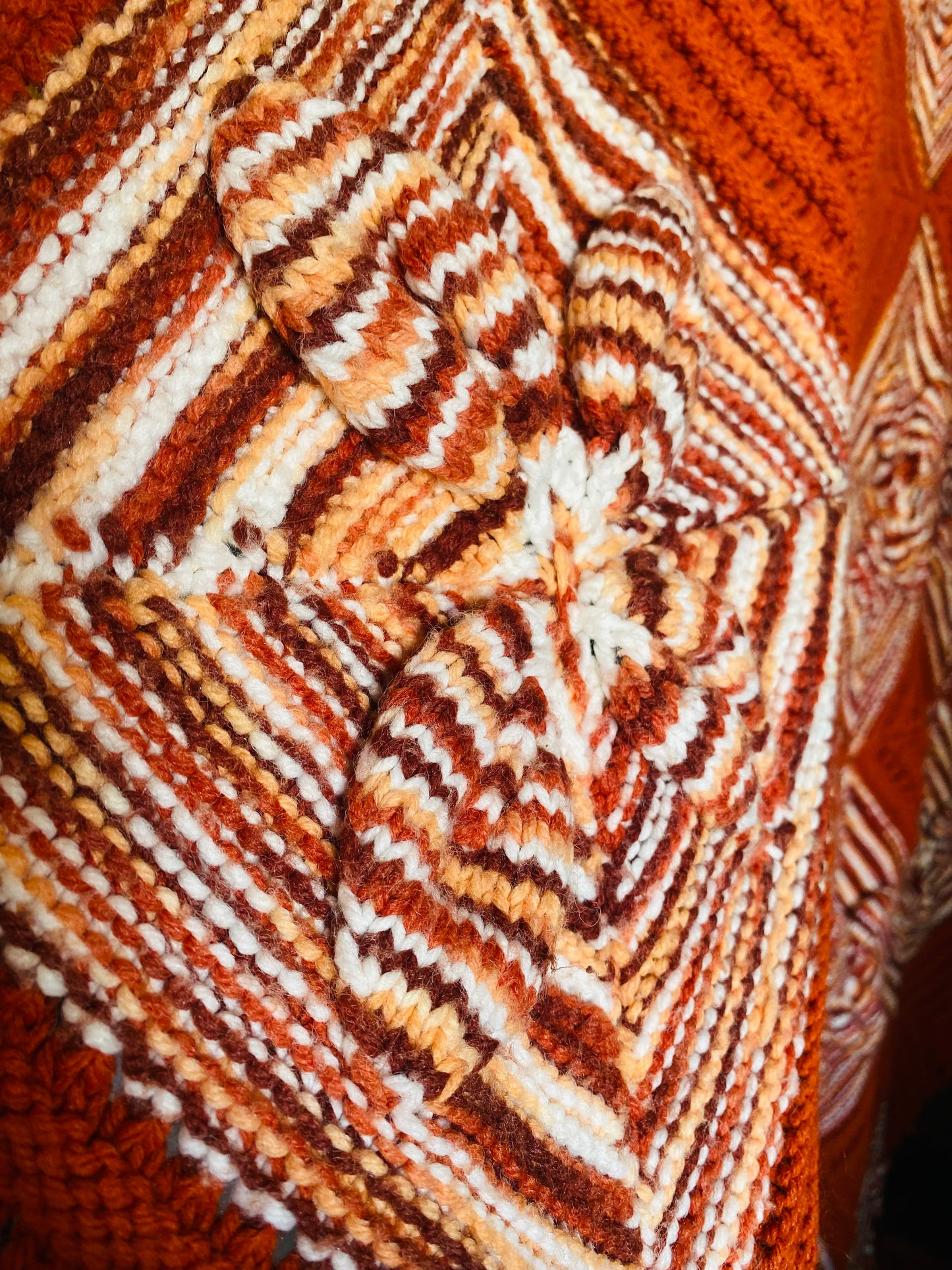 【1970s USA vintage】グラニーブランケット レンガ