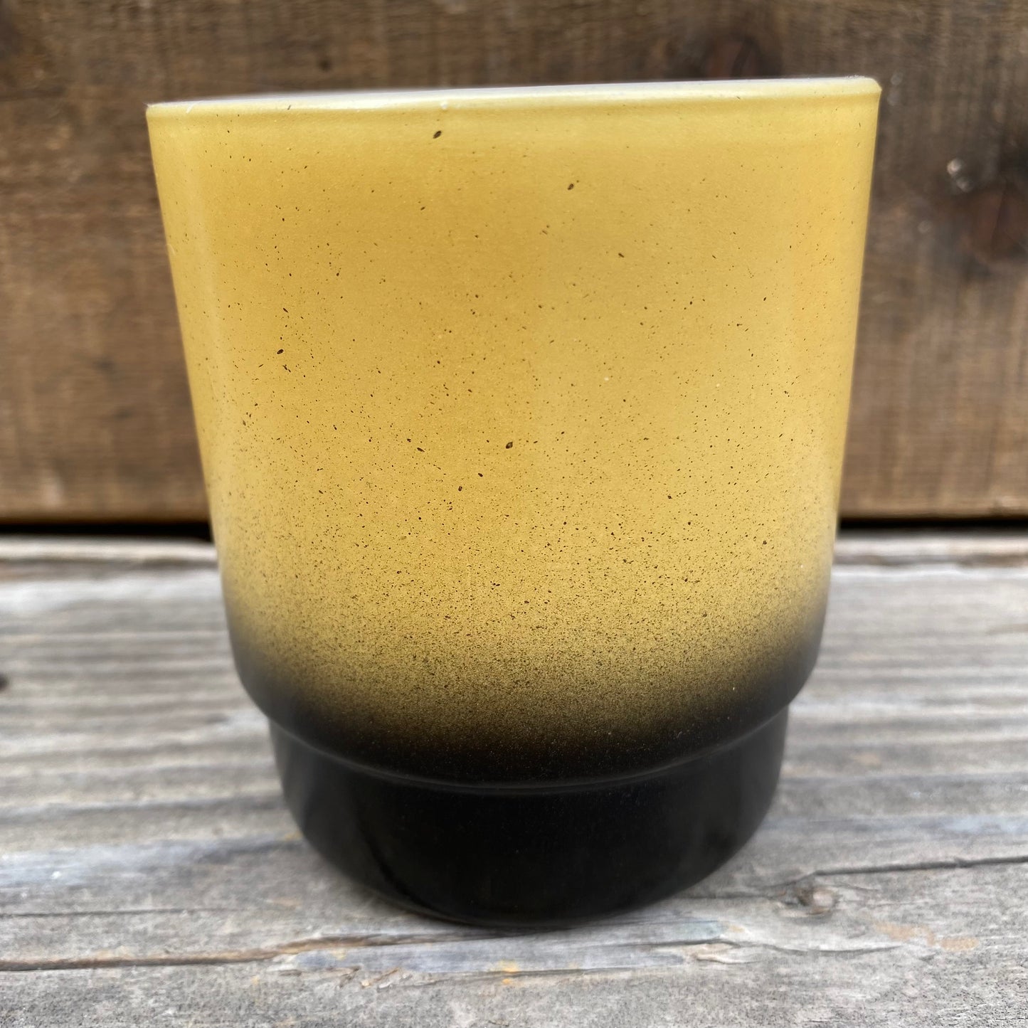 【1960s USA vintage】FIRE KING スタッキングマグ 黄黒 イエロー×ブラック