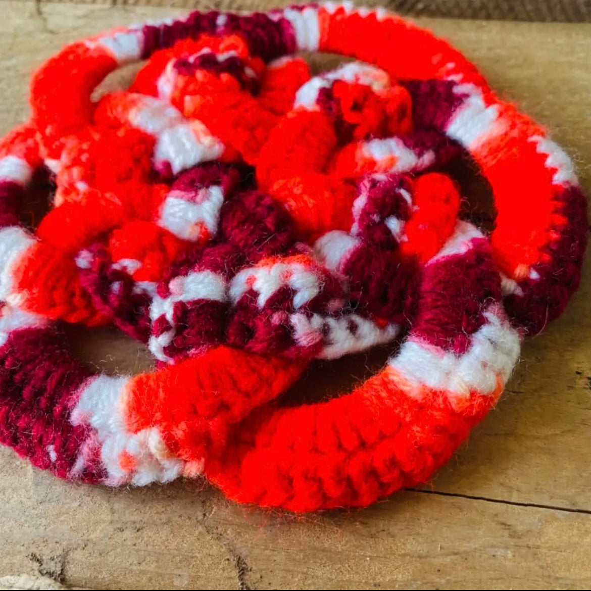 【1970s USA vintage】鍵あみ プランツラグ 鍋敷き 敷物 ⑥