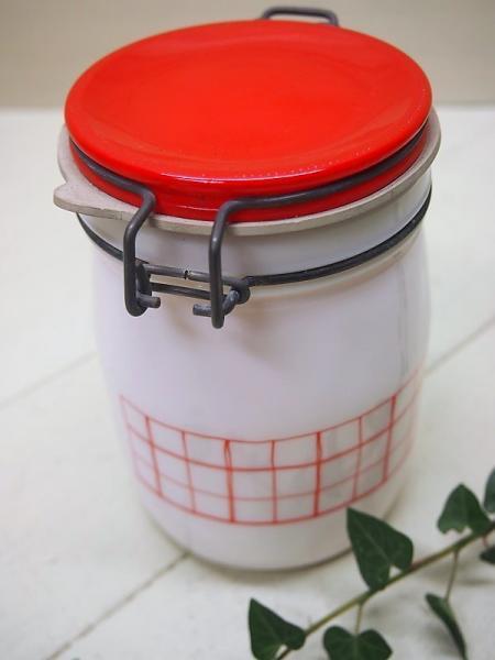 【 USA vintage】ミルクガラス キャニスターS Tea