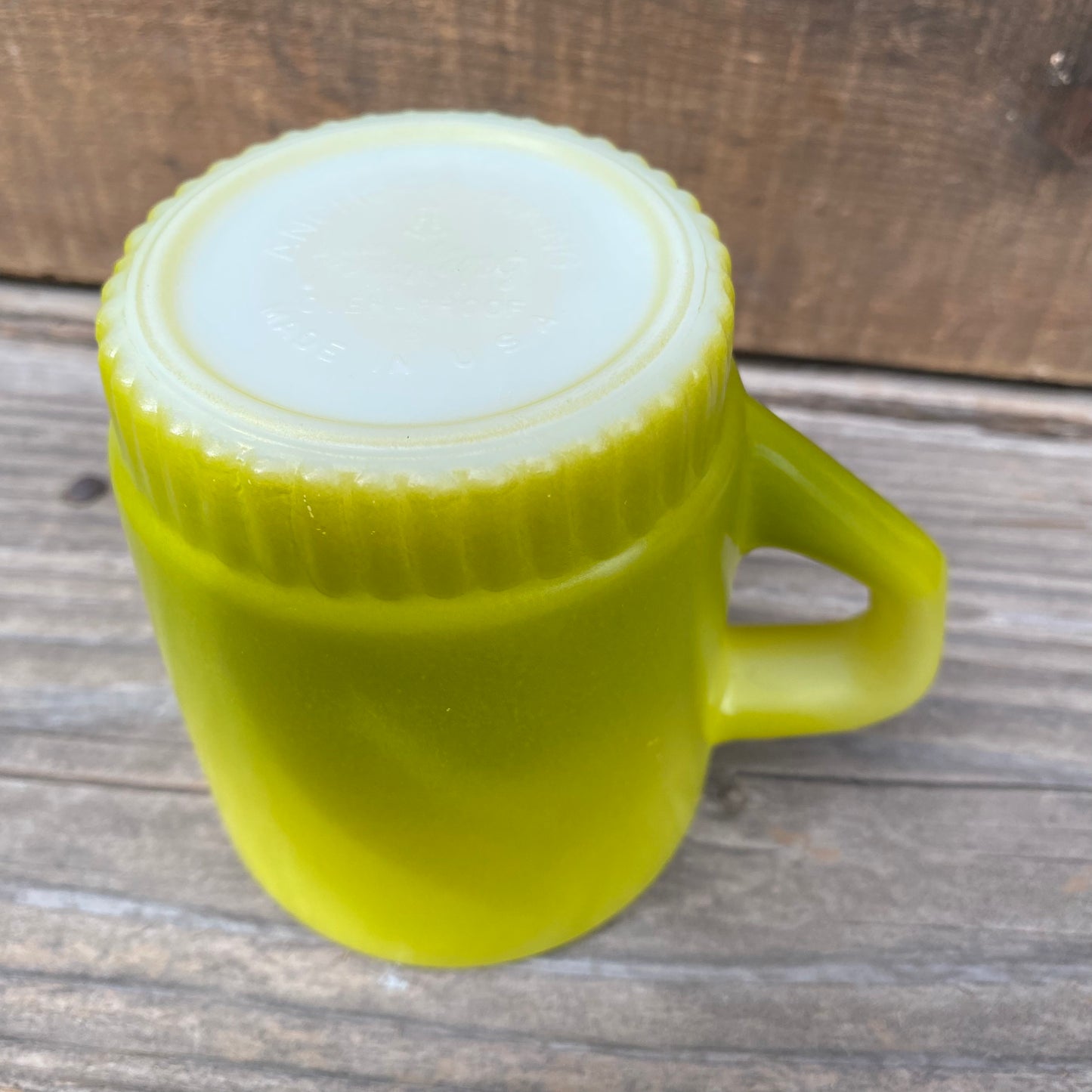 【1960s USA vintage】FIRE KING リブボトムマグ グリーン