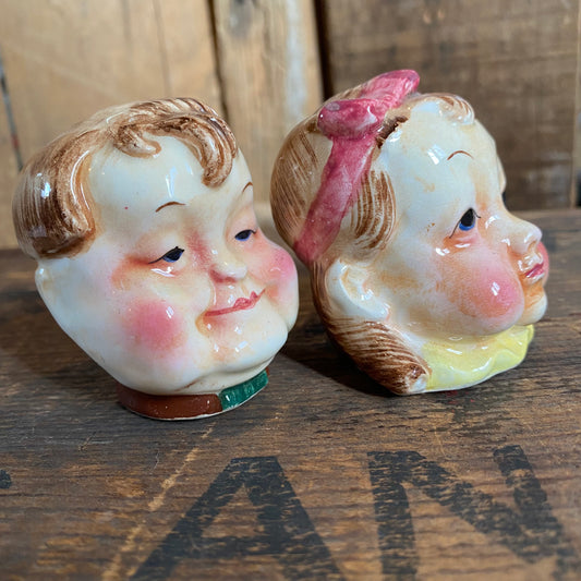 【JPN vintage】ソルト&ペッパー セット 顔