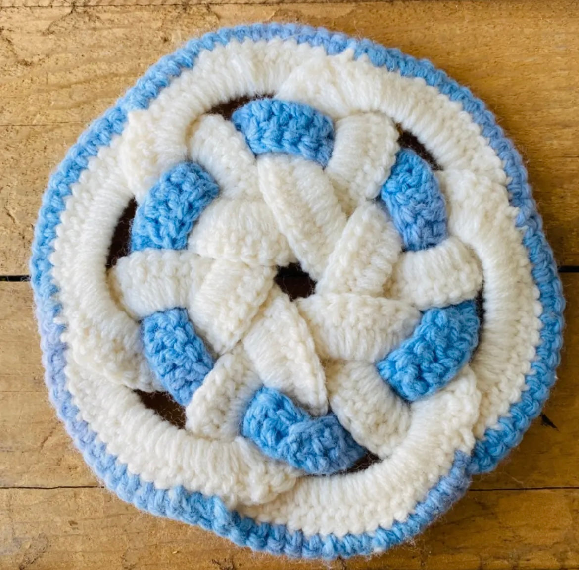 【1970s USA vintage】鍵あみ プランツラグ 鍋敷き 敷物 ⑩