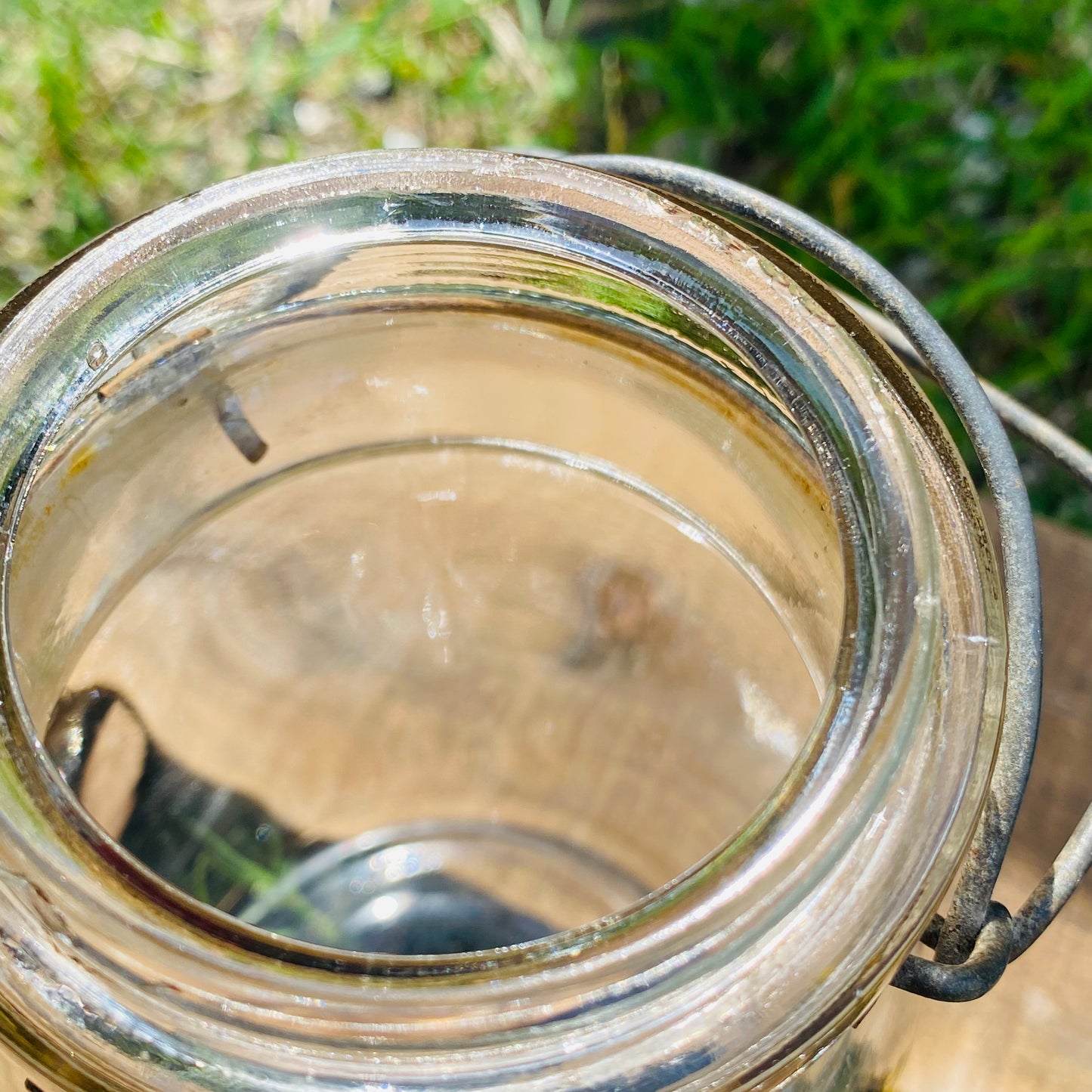 【1930s USA vintage】ATLAS E-Z SEAL ヘーゼルアトラス ワイヤーバンド ガラスジャー