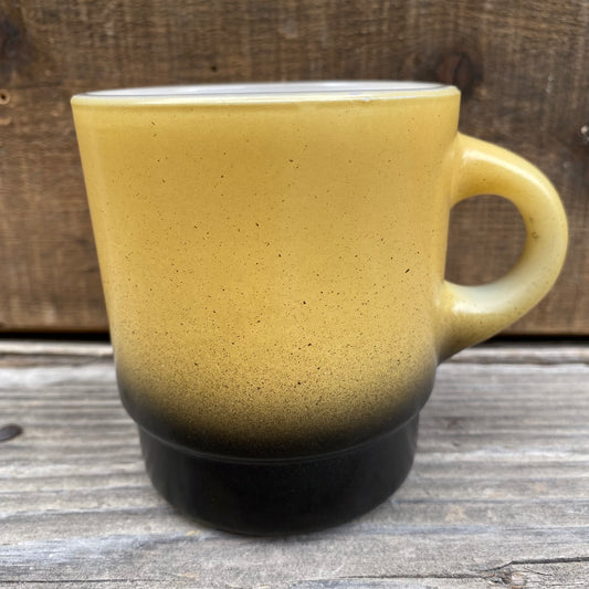 【1960s USA vintage】FIRE KING スタッキングマグ 黄黒 イエロー×ブラック