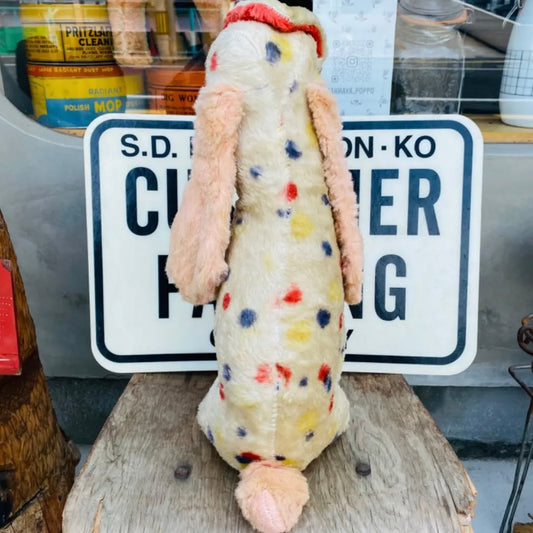 【USA vintage】ぬいぐるみ 犬 ドッグ アンティークドール ドット柄