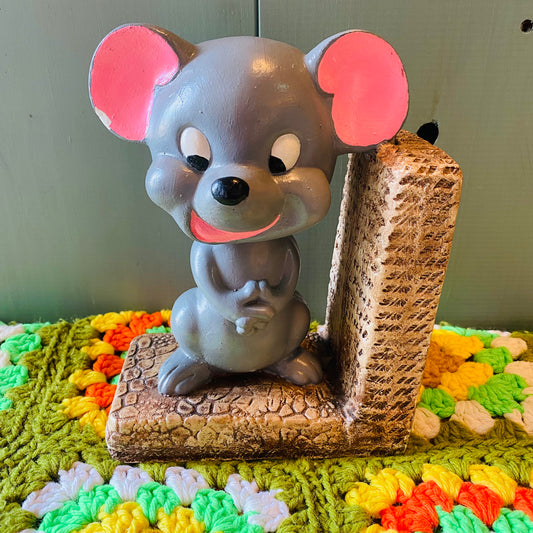 【1972 vintage】ねずみ ブックエンド 本立て 置物