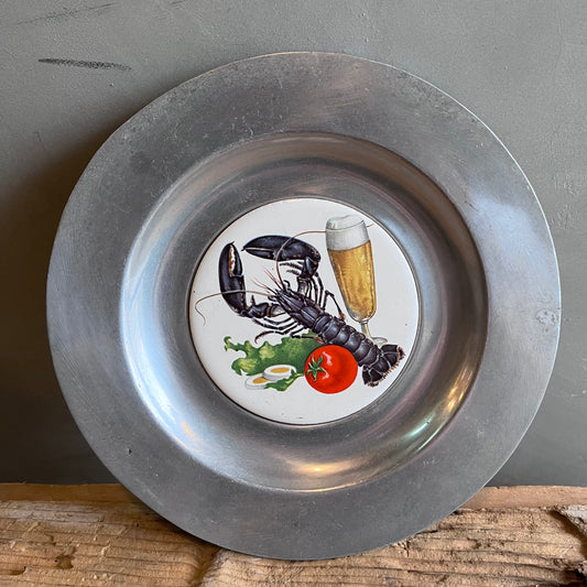 【PEW TA TEX】ピューター プレート型壁掛け ロブスターとビール