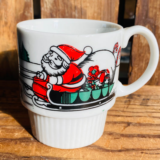 【70s JPN vintage】クリスマスマグカップ サンタ&トナカイ