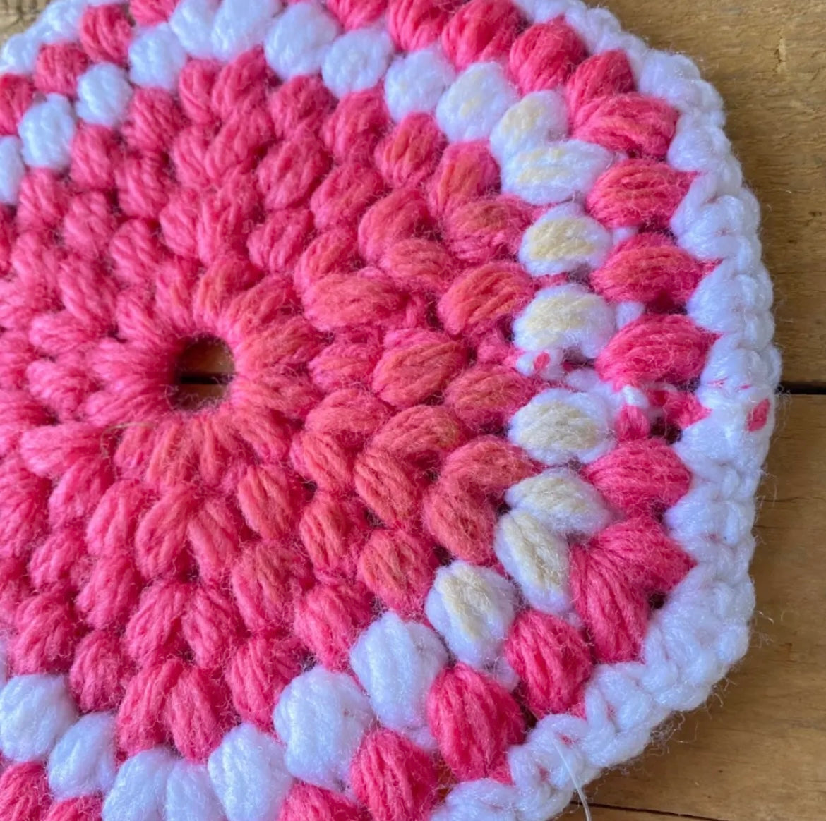 【1970s USA vintage】鍵あみ プランツラグ 鍋敷き 敷物 ②