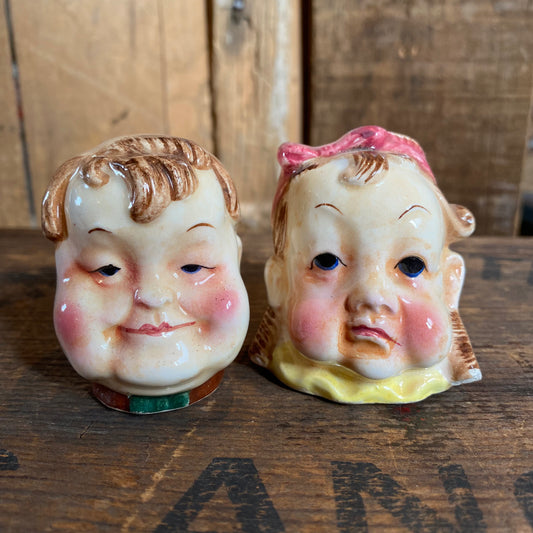 【JPN vintage】ソルト&ペッパー セット 顔