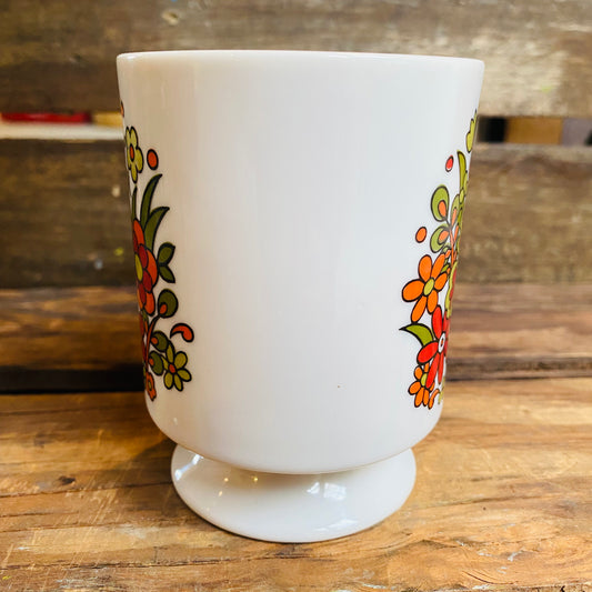 【1970s vintage】マグカップ 鳩と花 オレンジ