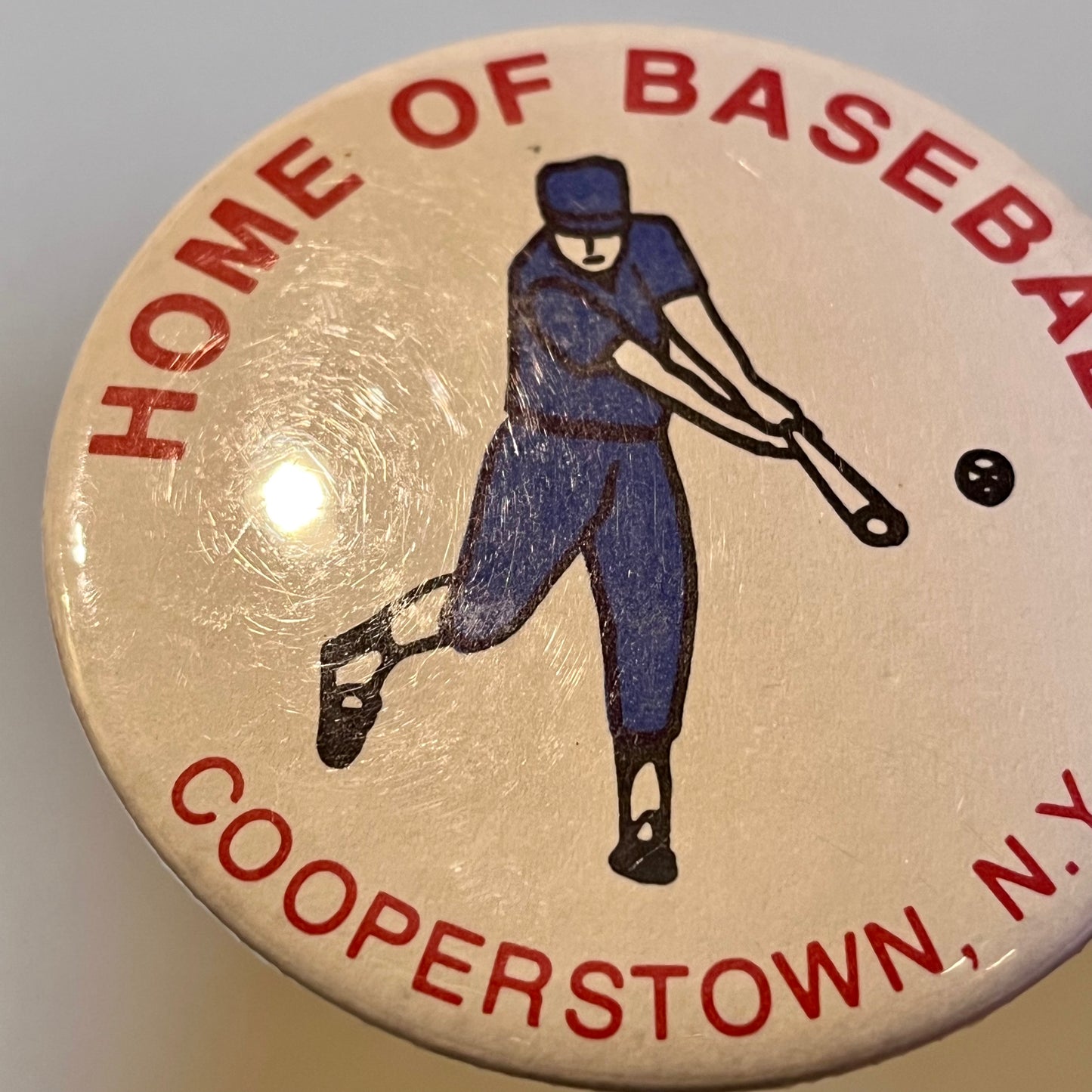 【USA vintage】HOME OF BASABALL 缶バッジ