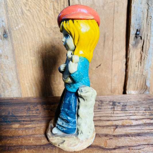 【USA vintage】置物 ハープ弾きの少年