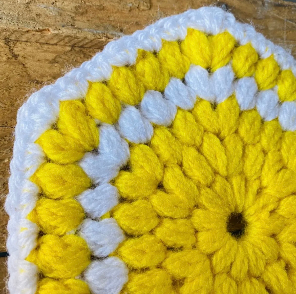 【1970s USA vintage】鍵あみ プランツラグ 鍋敷き 敷物 ①