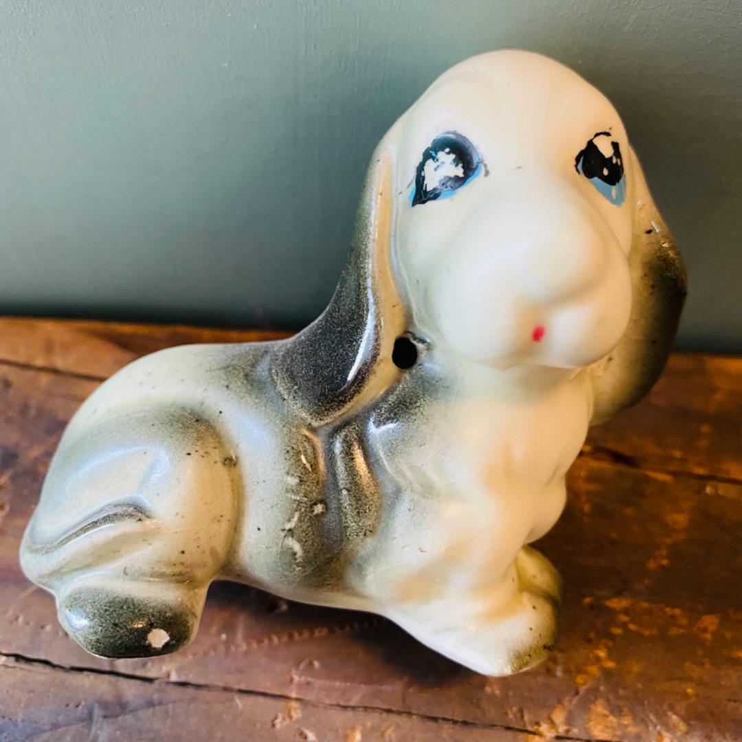 【USA vintage】犬 親子 置物 陶器 5個セット