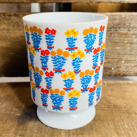 【1970s vintage】レトロ 花束 足つき マグカップ
