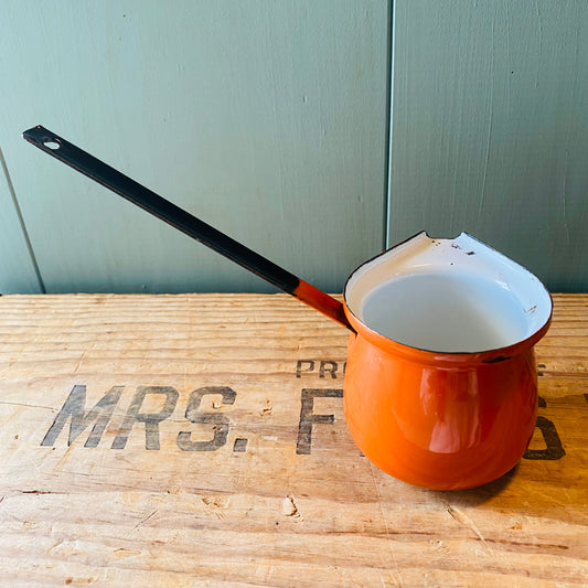 【vintage】琺瑯 ミルクパン ソースパン オレンジ