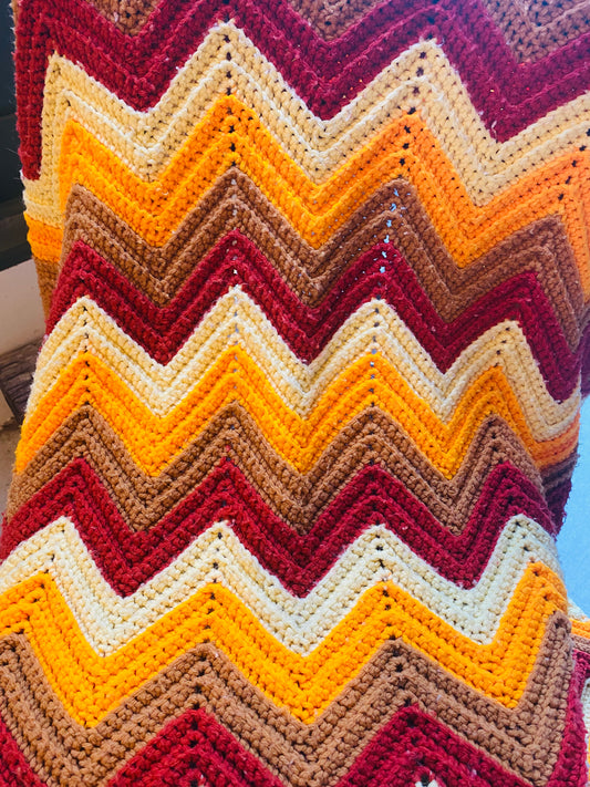 【1970s USA vintage】グラニーブランケット マルチカバー ギザギザ