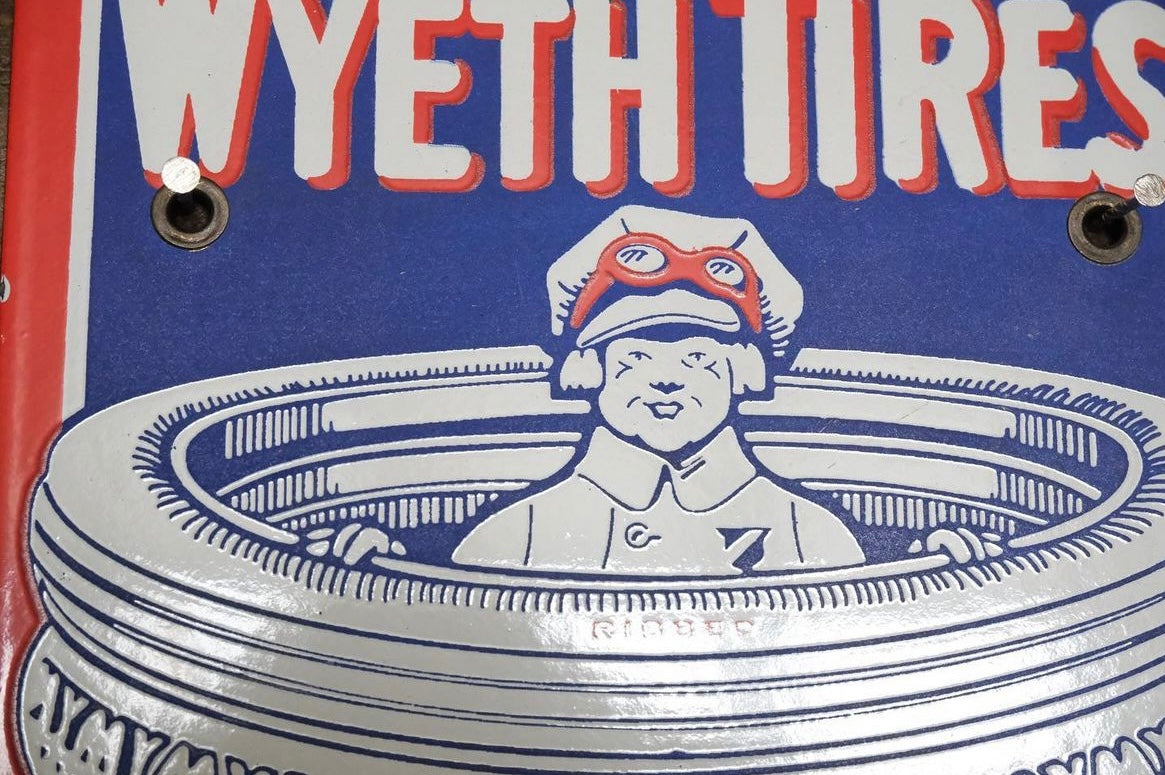 【 USA vintage】ブリキ看板 WYETH TIRES 輸入品 インテリア