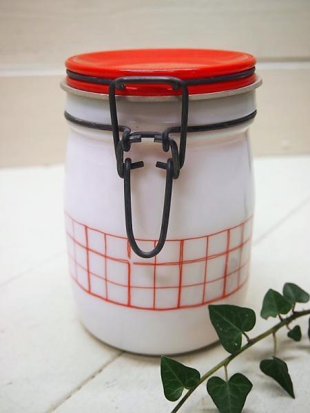 【 USA vintage】ミルクガラス キャニスターS Tea