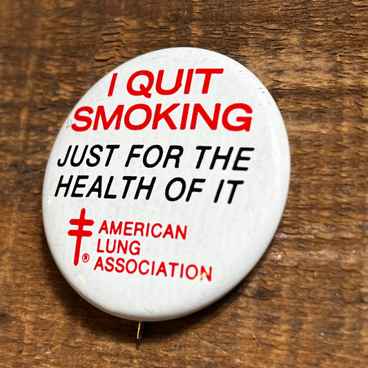 【USA vintage】缶バッジ I QUIT SMOKING