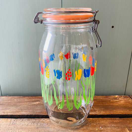 【1980s vintage】ARC フランスガラス キャニスター チューリップ