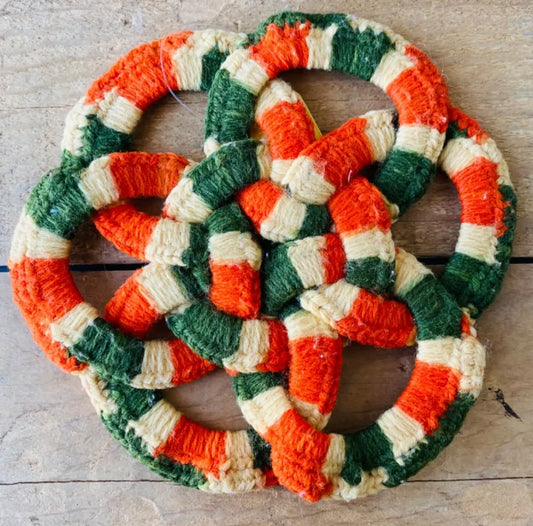 【1970s USA vintage】鍵あみ プランツラグ 鍋敷き 敷物 ⑧